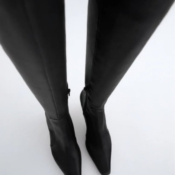 🔥MOVING SALE🔥NEW ZARA EXTRA TALL LEATHER BOOT - Picture 8 of 10